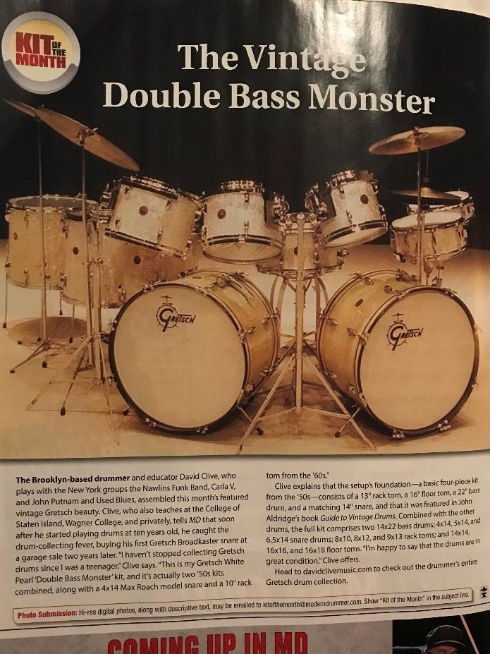 David Clive - Drum Kit of the Month - Modern Drummer Magazine February 2019